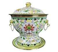 HDICUHNANU Hot Pot Shabu Pot Pentole per Cucinare Piatto Caldo Smalto Durevole Singolo da Tavolo per Uso Domestico Caldaia per Alcol Multi Functional(White)