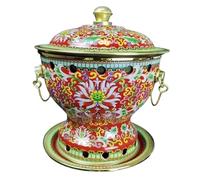 HDICUHNANU Hot Pot Shabu Pot Pentole per Cucinare Piatto Caldo Smalto Durevole Singolo da Tavolo per Uso Domestico Caldaia per Alcol Multi Functional(Rot)