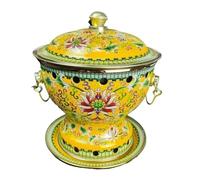 HDICUHNANU Hot Pot Shabu Pot Pentole per Cucinare Piatto Caldo Smalto Durevole Singolo da Tavolo per Uso Domestico Caldaia per Alcol Multi Functional(Yellow)