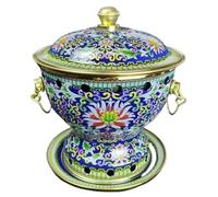 HDICUHNANU Hot Pot Shabu Pot Pentole per Cucinare Piatto Caldo Smalto Durevole Singolo da Tavolo per Uso Domestico Caldaia per Alcol Multi Functional(Blue)