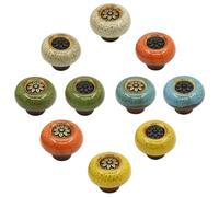 HDJNal 10 maniglie rotonde in ceramica vintage per cassetti e porte, pomelli rotondi da 32 mm, pomelli per mobili, porte, maniglie per armadi, comò, cucina, camera dei bambini (multicolore)