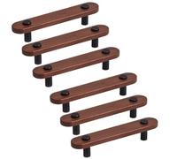 HDJNal 6 maniglie per cassetti in legno di noce, distanza tra i fori 96 mm, pomelli in stile giapponese con gambe nere opache, maniglie per mobili in stile nordico minimalista per cucina e camera da