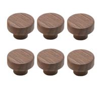 HDJNal Pomelli per porte in legno di noce naturale, 6 pezzi, 35 mm, per cassettiere e mobili da bagno, cassetti della camera da letto, mobili da cucina e soggiorno, design semplice
