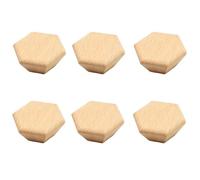 HDJNal Set di 6 pomelli in legno da 40 mm con viti, pomelli per cassetti in legno non finiti, maniglia esagonale in legno naturale, pomelli in legno per armadi, armadi, mobili, cucina