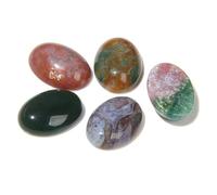 HDJSDB 10 pezzi di perline cabochon in pietra naturale semi-ovali, in turchese, lapislazzuli, perline cammeo per la creazione di gioielli, orecchini fai da te all'ingrosso - n. 23 agata indiana - 1