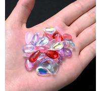 HDJSDB 10 pezzi di perline di vetro liscio a forma di goccia d'acqua, perline di C per la creazione di gioielli fai da te, accessori per bracciali e collane - 8x14,0 mm MIX - 10 pezzi