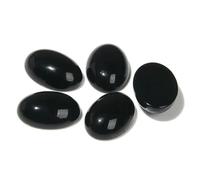 HDJSDB 10 pezzi/lotto perline cabochon in pietra naturale, agate, malachite, perline cabochon ovali curative in pietra per anelli fai da te, gioielli fatti a mano - 25 agate nere - 18x25 mm