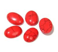 HDJSDB 10 pezzi/lotto perline cabochon in pietra naturale, agate, malachite, perline cabochon ovali curative in pietra per anelli fai da te, gioielli fatti a mano - 20. Howlite rossa - 10x14,0 mm