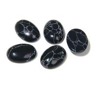 HDJSDB 10 pezzi/lotto perline cabochon in pietra naturale, agate, malachite, perline ovali cabochon curative in pietra per anelli fai da te, gioielli fatti a mano - 19. Howlite nera - 13x18 mm