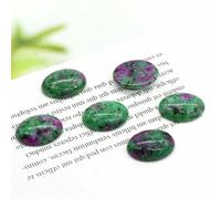 HDJSDB 5 pezzi/lotto di cristalli naturali, perline ovali cabochon, retro piatto, cammeo fai da te, anello, ciondolo, collana, accessori per la creazione di gioielli - rubino zoisite - 20x30 mm
