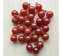 HDJSDB Ciondoli a forma di sfera in C di quarzo occhio di tigre e onice rosso, pietra naturale, per la creazione di gioielli, 24 pezzi/lotto - onice rosso