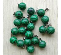 HDJSDB Ciondoli a forma di sfera in C di quarzo occhio di tigre in pietra naturale, onice rosso, per la creazione di gioielli, 24 pezzi/lotto - malachite