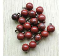 HDJSDB Ciondoli a forma di sfera in C di quarzo occhio di tigre in pietra naturale, onice rosso, per la creazione di gioielli, 24 pezzi/lotto - diaspro rosso