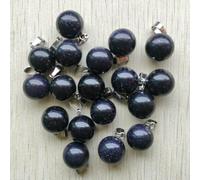HDJSDB Ciondoli a forma di sfera in C di quarzo occhio di tigre, onice rosso, pietra naturale, per la creazione di gioielli, 24 pezzi/lotto - pietra di sabbia blu