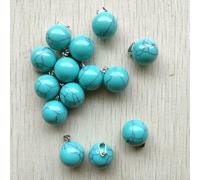 HDJSDB Ciondoli a forma di sfera in C di quarzo occhio di tigre, onice rosso, pietra naturale, per la creazione di gioielli, 24 pezzi/lotto, turchese blu