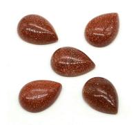 HDJSDB Perline cabochon in pietra a goccia d'acqua da 13x18 mm, con retro piatto, ametista naturale, lapislazzuli, cammeo per creazione di gioielli con orecchini e collane - Pietra d'oro rossa - 5 p