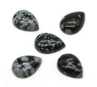 HDJSDB Perline cabochon in pietra a goccia d'acqua da 13x18 mm, con retro piatto, in ametista naturale e lapislazzuli, per creazione di gioielli con orecchini e collane - ossidiana fiocco di neve -