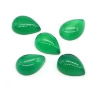 HDJSDB Perline cabochon in pietra a goccia d'acqua da 13x18 mm, con retro piatto, in ametista naturale e lapislazzuli, per creazione di gioielli con orecchini e collane - Agata verde - 1 pezzo