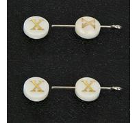 HDJSDB Perline di conchiglia naturale con lettere dell'alfabeto AZ, 8 mm, rotonde, in madreperla, per la creazione di gioielli fai da te, braccialetti e collane - X-5 pezzi, foro verticale