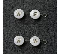 HDJSDB Perline in conchiglia naturale con lettere dell'alfabeto AZ, 8 mm, rotonde, in madreperla, per la creazione di gioielli fai da te, braccialetti e collane - 2 pezzi con foro verticale