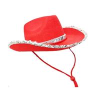 HDKAH Cappello da cowboy da donna, cappello da cowboy occidentale, per feste e cosplay (rosso)