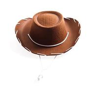 HDKAH Cappello da cowboy in feltro marrone e rosso, cappello da cowgirl occidentale, per feste e ruoli, per giochi, cosplay, vacanze (marrone)