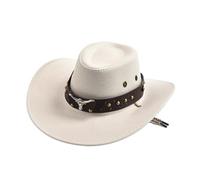 HDKAH Cappello da cowboy occidentale vintage, da gentiluomo, cowgirl, jazz, vacanze, feste, cosplay (avorio)