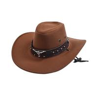 HDKAH Cappello da cowboy occidentale vintage, da gentiluomo, cowgirl, jazz, vacanze, feste, cosplay, colore marrone