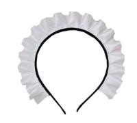 HDKEAN Cerchietto per capelli in stile gotico, largo, bianco, carino, cartone animato, per cameriera, gotico, cosplay, fascia per capelli con volant