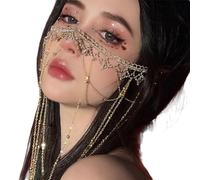 HDKEAN Fascia per capelli per la fronte per le donne lunga con frange tenda antica frontlet fascia elegante gioielli per il viso copertura facciale cinese