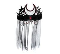 HDKEAN Fascia per il giorno della morte corona velo nero Halloween gotico copricapo accessori per capelli Giorno della morte fascia