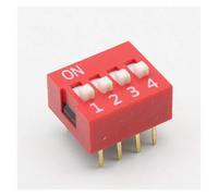 HDKYSWBUEJ Modulo Interruttore a Scorrimento da 10 Pezzi, 2,54 mm, 4 Bit, 4 Posizioni, Dip, Passo Rosso
