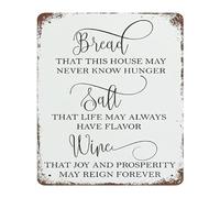 HDKYSWBUEJ Rustic Kitchen Decor Metal Tin Sign Featuring Bread Salt Wine The Simple Things Quote 8 X 12