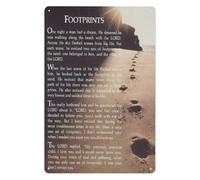 HDKYSWBUEJ Vintage Decor Metal Tin Sign Rustic Footprints Wall Plaque Inspirational Scripture Art for Home Bedroom Prayer Room 8 X 12 Inch