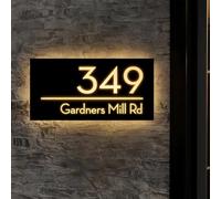 HDLOVDE Insegna LED Retroilluminata Moderna Personalizzata Per La Casa, Targa Con Numero Civico Inciso Con Struttura In Acrilico 3D, Design Illuminato Per Case Moderne, Facile Installazione