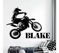 HDLOVE Adesivo Murale Personalizzato for Moto, Adesivo for Moto da Corsa con Nome Personalizzato, Adesivo Murale in Vinile Impermeabile for La Stanza degli Adolescenti, Regalo di Compleanno(56x48cm)