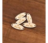 HDLOVE Etichette Di Legno Personalizzate Per Il Cucito Fatte A Mano Con Logo/testo Legno Di Tiglio Da 3 Mm, Ovale Da 12,5x30 Mm Per Lavori A Maglia, Uncinetto, Artigianato Fai Da Te