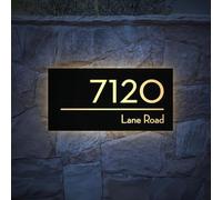 HDLOVE Insegna Per Casa Personalizzata Con Luce LED, Targa Con Numero Civico Retroilluminato Personalizzata Realizzata In Acrilico Con Nome E Numero Per Una Presentazione Unica(Warm light)