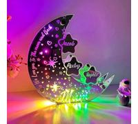 HDLOVE Luce Notturna A LED Con Nomi Personalizzati, Lampada Da Notte Personalizzata Con Luna E Stelle, Notti Con Nomi Di Bambini, Luce Notturna Per Regali Di Compleanno Della Mamma(12 Colori)