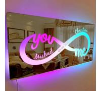 HDLOVE Nome Personalizzato Specchio Per Camera, Scritte Neon, Specchio Illuminato Specchio Con Luce LED Specchio Di Affermazione Targas Camera Da Letto Regalo Per Natale, Compleanno, Matrimonio