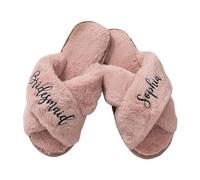 HDLOVE Pantofole Da Damigella Personalizzate Con Nome, Pantofole Da Sposa Per Addio Al Nubilato O Luna Di Miele, Pantofole Soffici Per Le Damigelle D'onore(Pink)