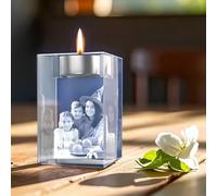 HDLOVE Portacandele in Cristallo Personalizzato con Immagine, Portacandele 3D Personalizzato con Design Dipinto A Mano, Candela Fotografica Riutilizzabile for Decorazioni Natalizie