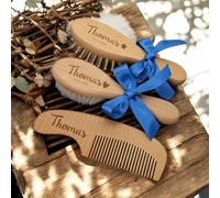 HDLOVE Set di Spazzole for Capelli for Neonati Personalizzate, Spazzola in Legno for Neonati con Nome Inciso Personalizzato, Setole di Capra Ultra Morbide for La Cura del Cuoio Capelluto dei Neonati