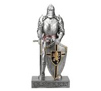 HDMbigmi Cavaliere della Guardia del Re con Scudo, Accessori da Scrivania, Statua Cavaliere Medievale, Ornamento Fermacarte per ufficio e casa, collezione top come regalo, 32 cm (argento)