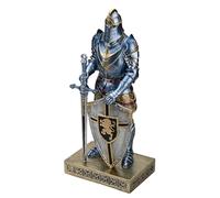 HDMbigmi Cavaliere della Guardia del Re con Scudo, Accessori da Scrivania, Statua Cavaliere Medievale, Ornamento Fermacarte per ufficio e casa, collezione top come regalo, 31 cm (blu)