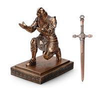 HDMbigmi King's Guard Knight - Portapenne da scrivania, organizer e accessori, in resina, regalo per ufficio e casa (rame)