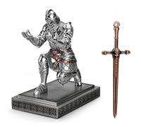 HDMbigmi King's Guard Knight - Portapenne e accessori da scrivania in resina, per ufficio e casa, colore: argento