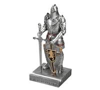 HDMbigmi King's Guard Ornamento Statua Cavaliere per scrivania, accessori da scrivania, portapenne, supporto fermacarte per ufficio e casa (argento)