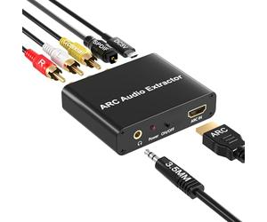 HDMI ARC Audio Extractor,Convertitore Audio ARC con Uscita Ottica Digitale TOSLINK SPDIF/coassiale e Analogica Stereo L/R da 3,5 mm, Compatibile con Amplificatori, soundbar e HDTV.