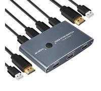 HDMI KVM Switch 2 porte 4K 60Hz, Commutator Alluminio, Switch KVM USB HDMI per 2 PC condividere 1 Monitor HD e Tastiera, Mouse, Stampante, U-Disk